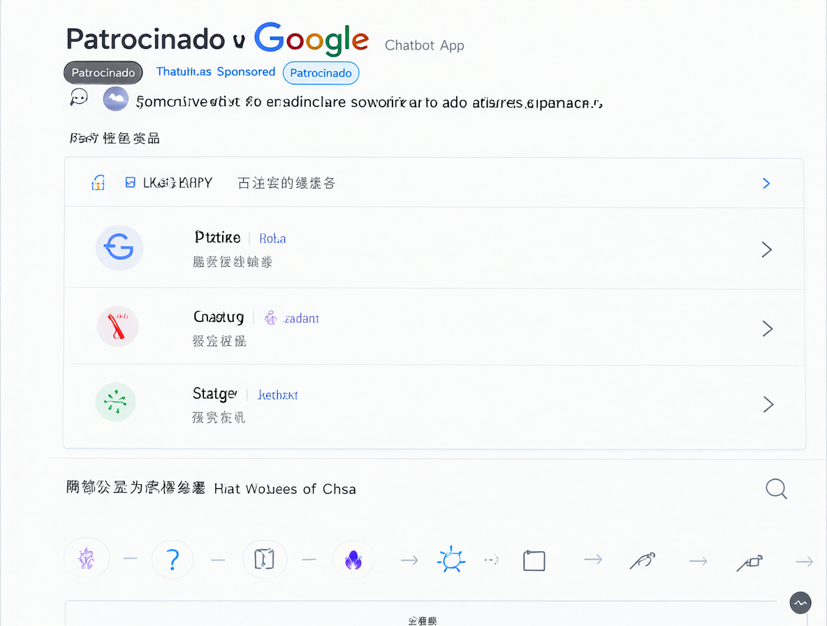 Una vista cercana de una página de resultados de búsqueda donde el enlace superior está claramente marcado con la etiqueta 'Patrocinado'.