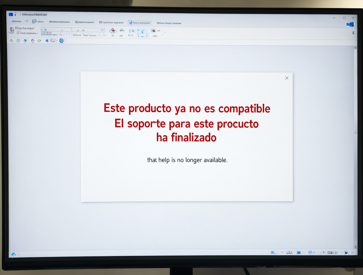 Error message from Microsoft Office 2016 indicating that support has ended and help is no longer available.