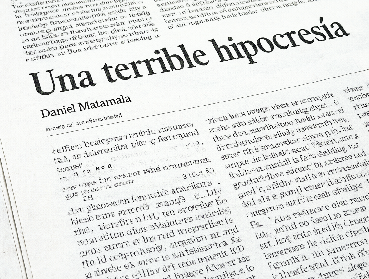Columna de periódico con el título Una terrible hipocresía y texto sobre niños haitianos en Chile
