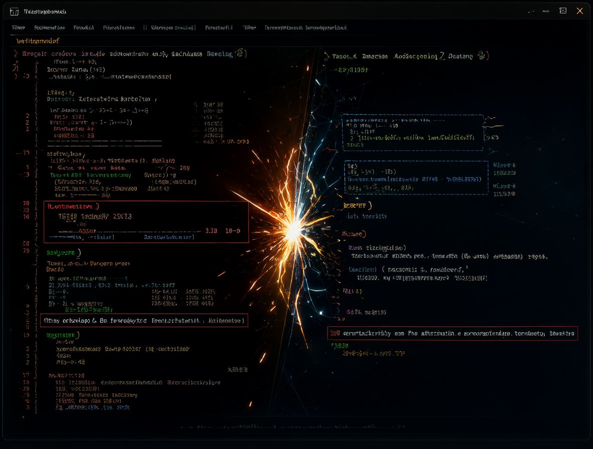 Ilustración digital de dos ecosistemas de software chocando dentro de una ventana de terminal de Python, creando chispas y mensajes de error que representan la incompatibilidad.