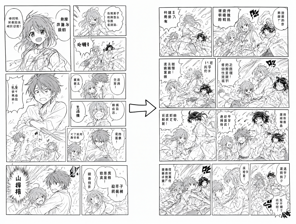 Ilustración mostrando la conexión entre un capítulo de manga y su equivalente en el anime.