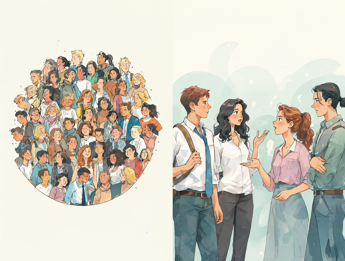 Ilustración conceptual mostrando la diferencia entre frecuencia estadística y normas sociales en el significado de 'normal'.