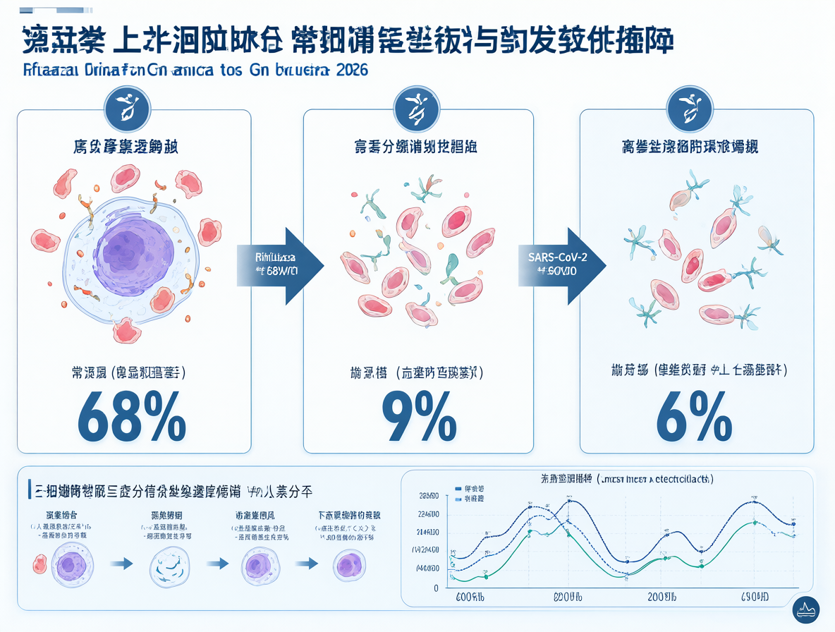 Infografía con estadísticas virales de Chile mostrando rinovirus, influenza y SARS-CoV-2.