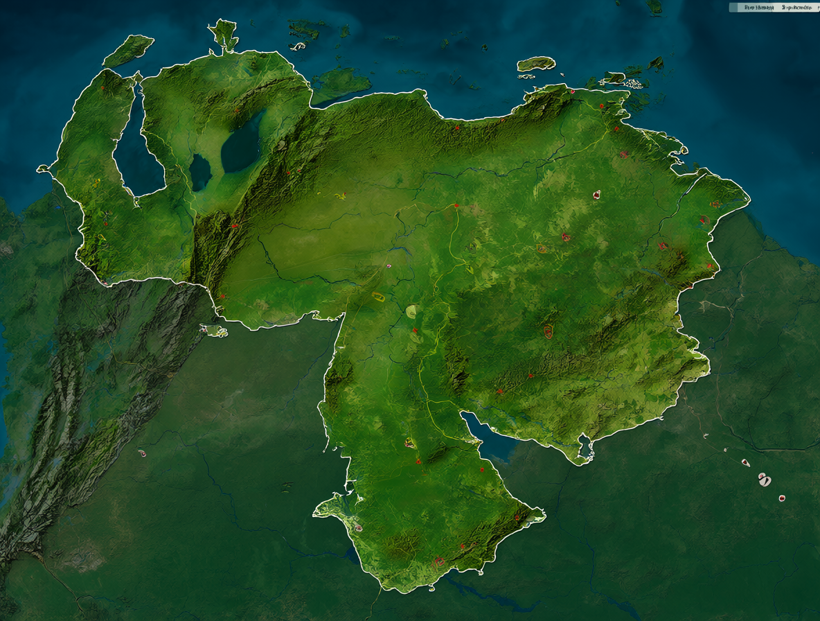 Mapa detallado de Venezuela mostrando líneas de falla y marcadores de actividad sísmica histórica.