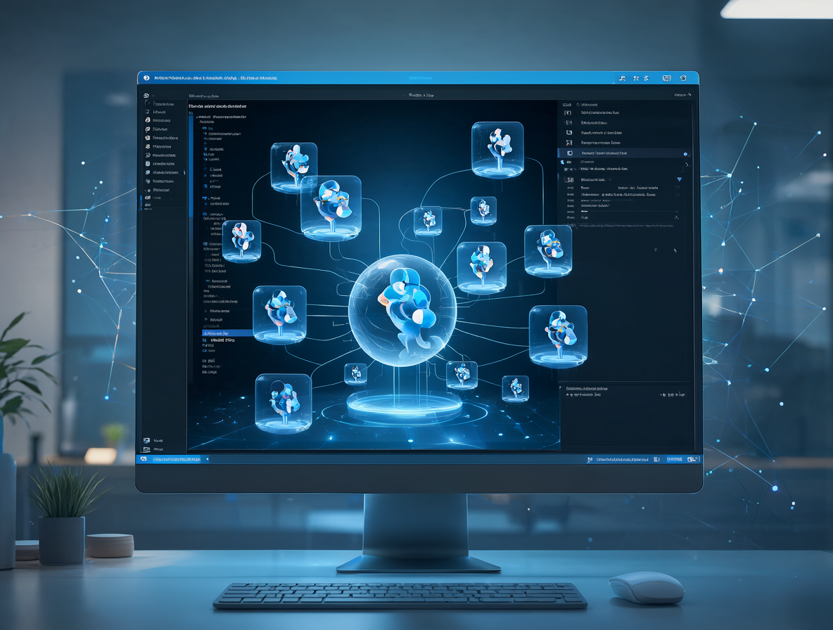 Vista del entorno de desarrollo con Visual Studio Code e iconos de modelos de lenguaje integrados.