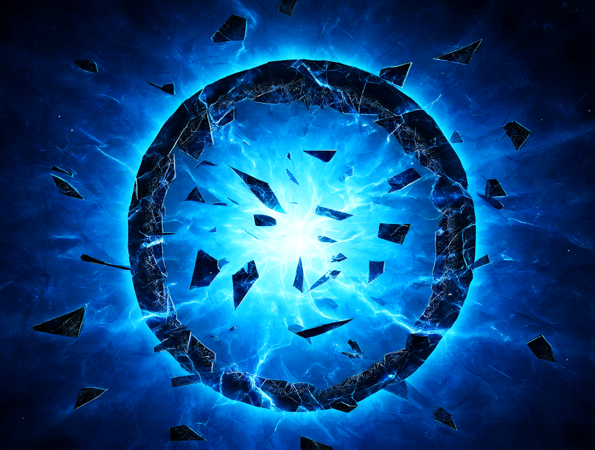 Porta mágico del Eclipse Gate con energía y fragmentos temporales