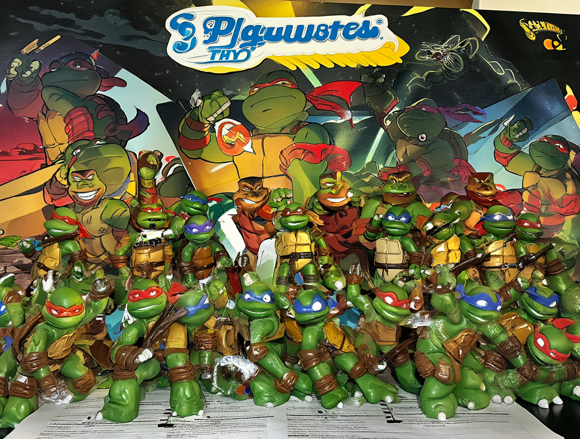 Fotos de Mark Freedman y figuras de colección de las Tortugas Ninja