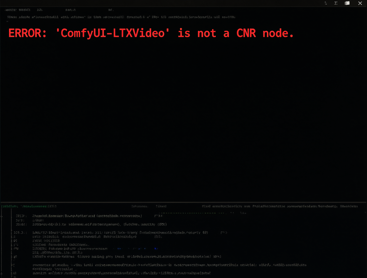 Terminal window showing the specific installation error message for LTXVideo.