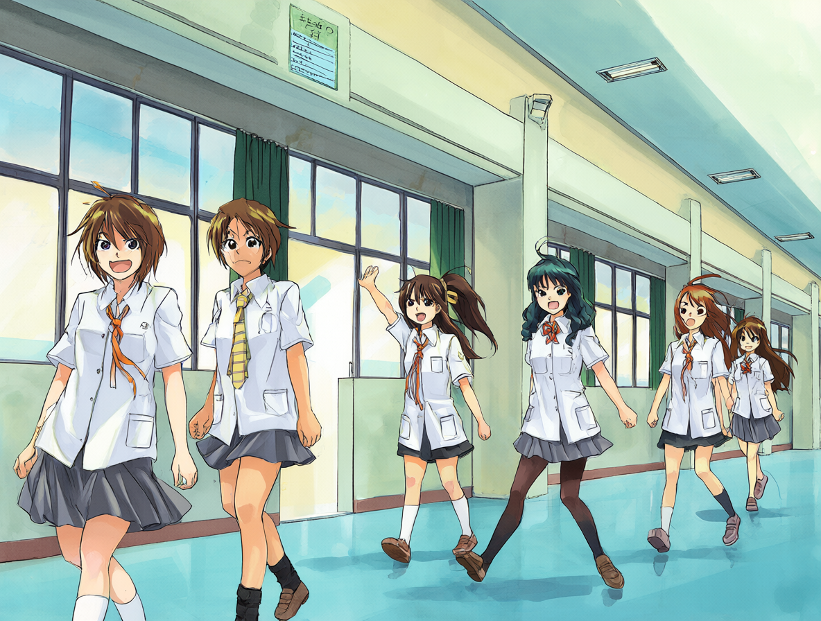 Vista panorámica del campus escolar de la Academia Kourindou en el anime School Rumble.