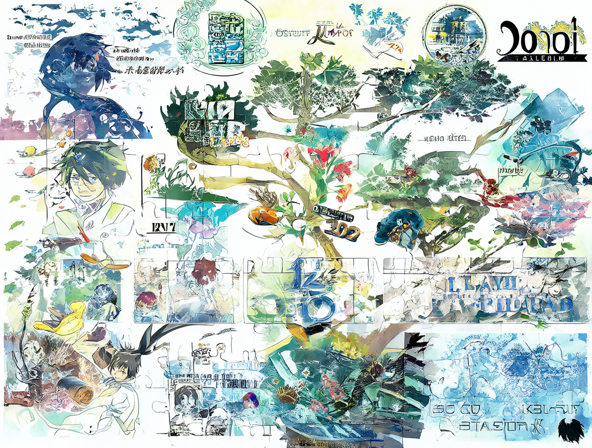 Diagrama visual mostrando las diferentes series y películas de la franquicia Kino no Tabi