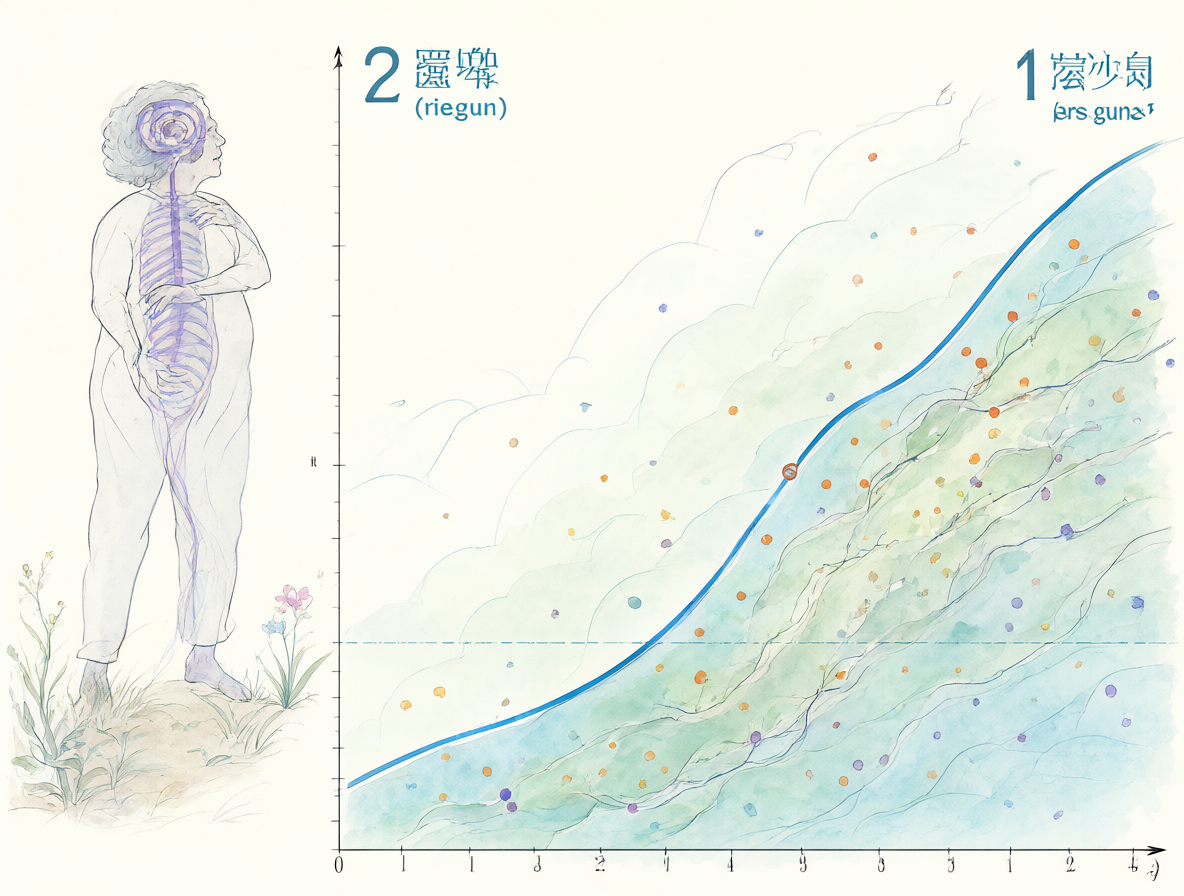 Gráfico conceptual mostrando el aumento del riesgo asociado al envejecimiento y la ausencia de un umbral seguro.