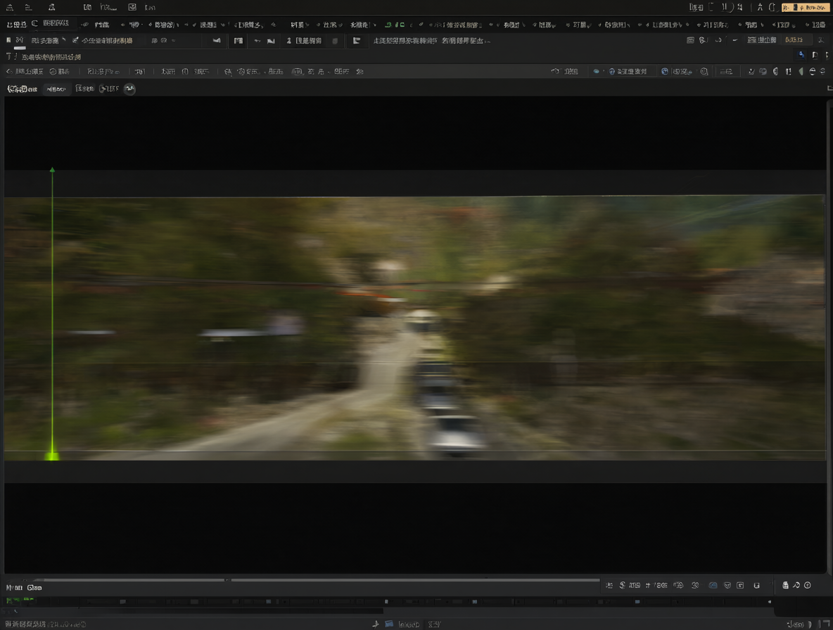 Captura de pantalla del editor de secuencia de video de Blender mostrando una tira de video en reproducción con un marcador verde brillante al inicio.