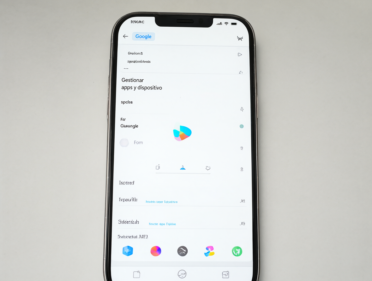 Pantalla de un teléfono mostrando la configuración de gestión de aplicaciones en Play Store.