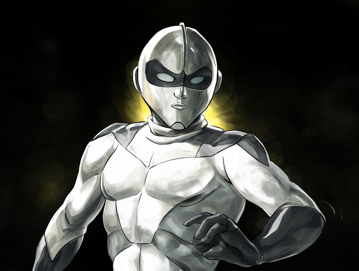 Retrato del héroe Gekkō Kamen en su traje clásico