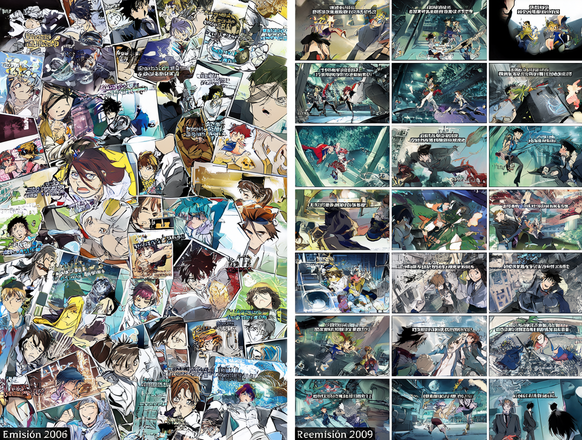 Split screen comparison of Suzumiya Haruhi release schedules, showing chaotic versus chronological ordering.