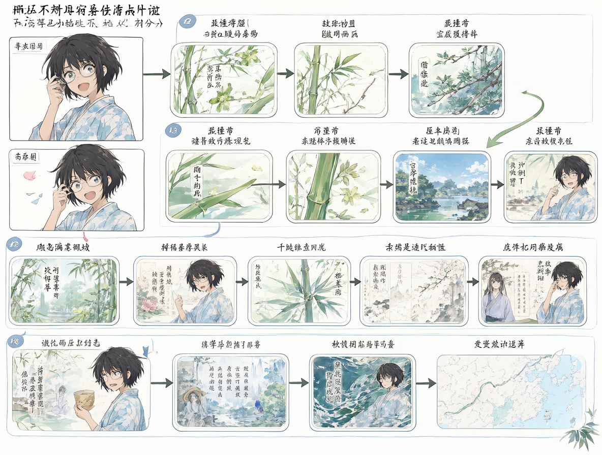 Flowchart diagram of the combined Suzumiya Haruhi episode numbering system.