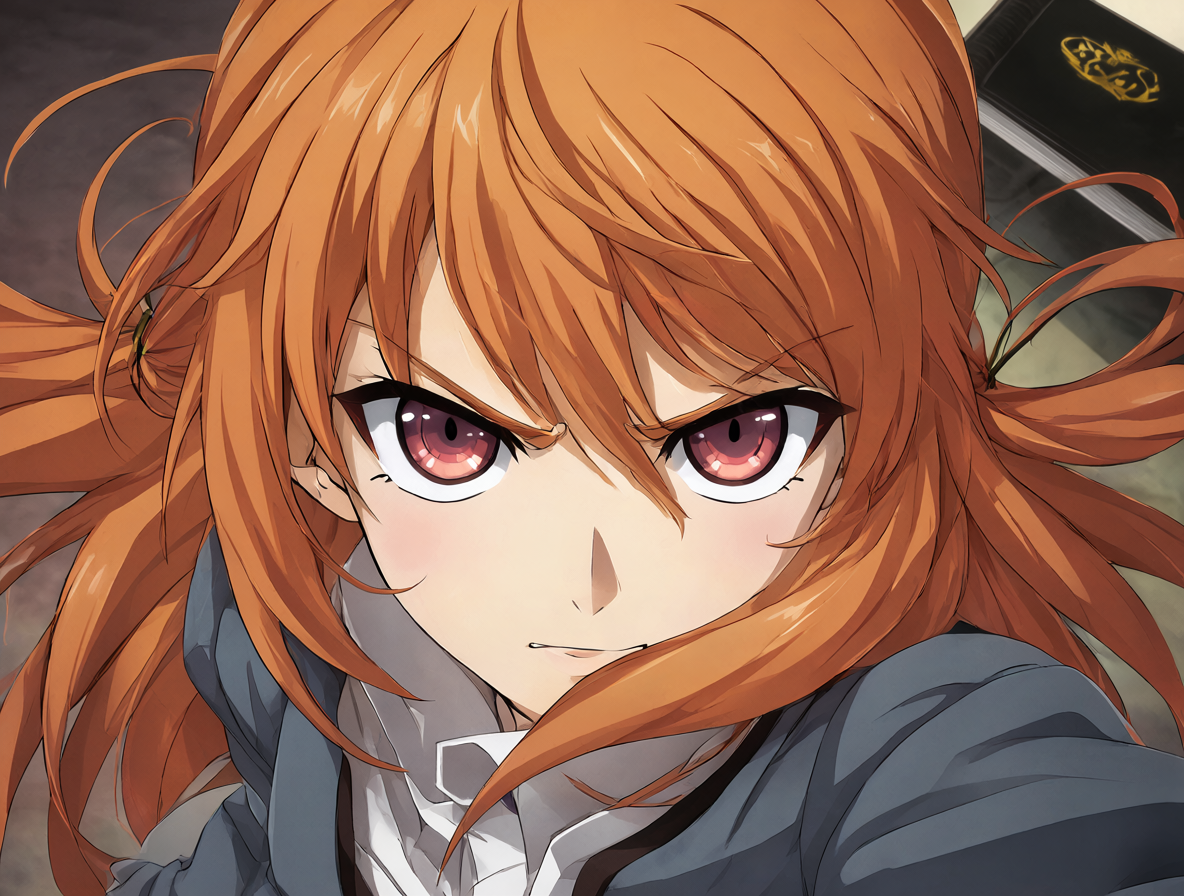 Retrato detallado del personaje Yuno Gasai con su expresión característica.
