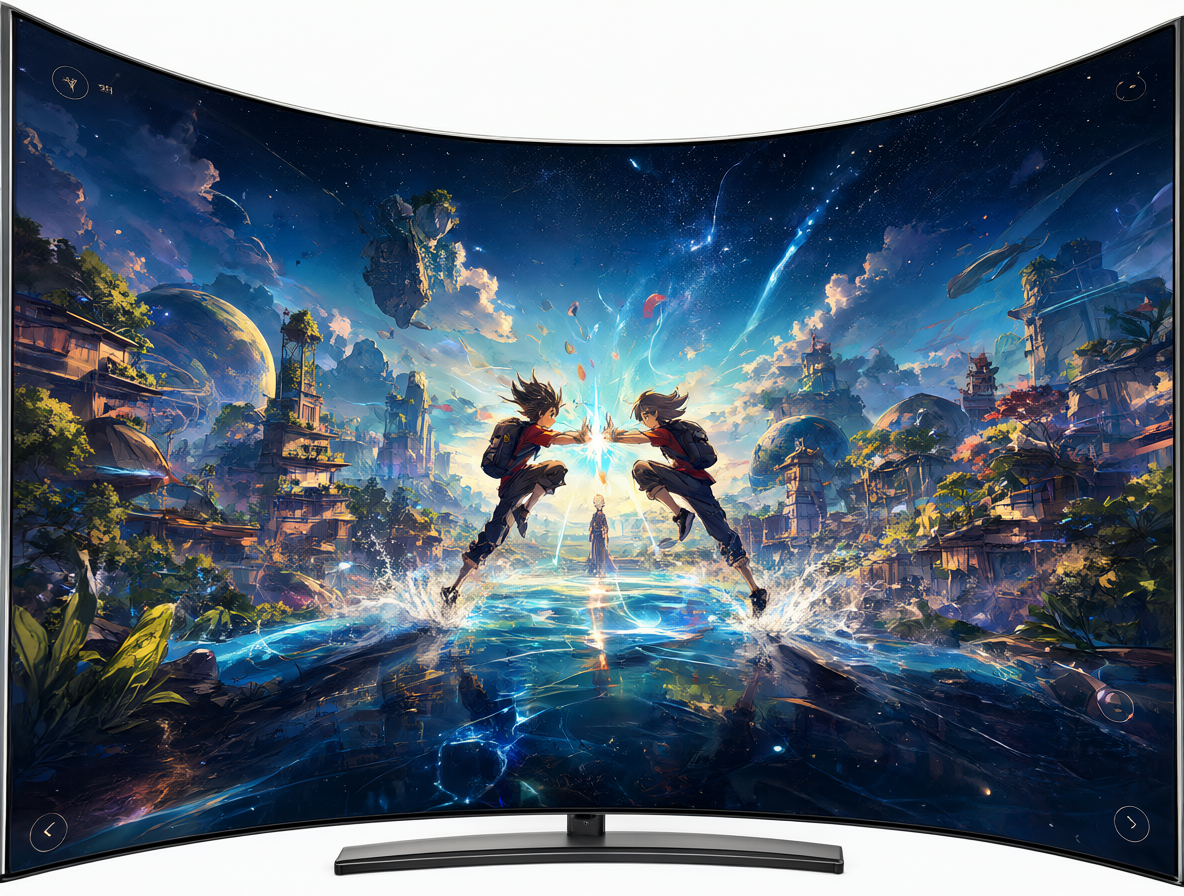 Pantalla de TV moderna mostrando contenido de video vibrante