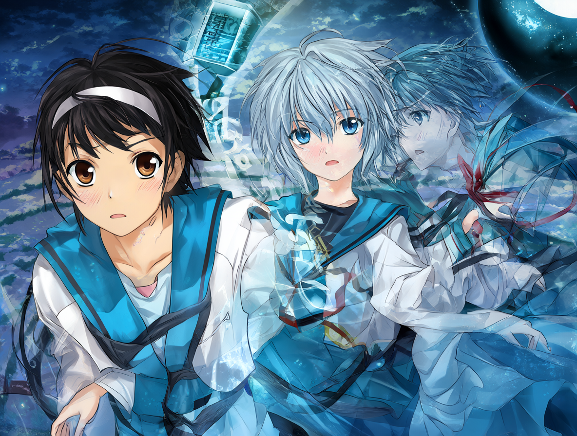 Imagen promocional del arte del videojuego Suzumiya Haruhi no Tsuisou