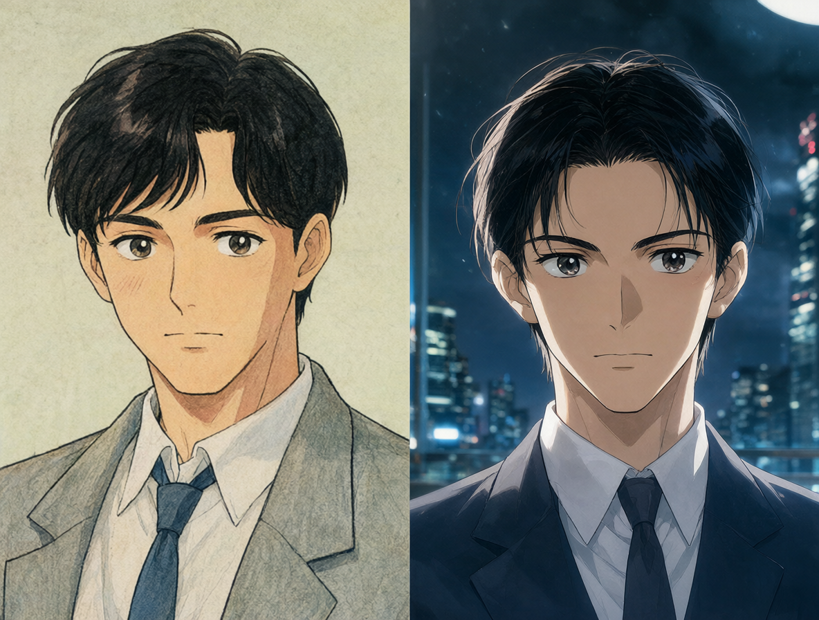 Promotional artwork comparing the original Kindaichi TV series with its Returns sequel.