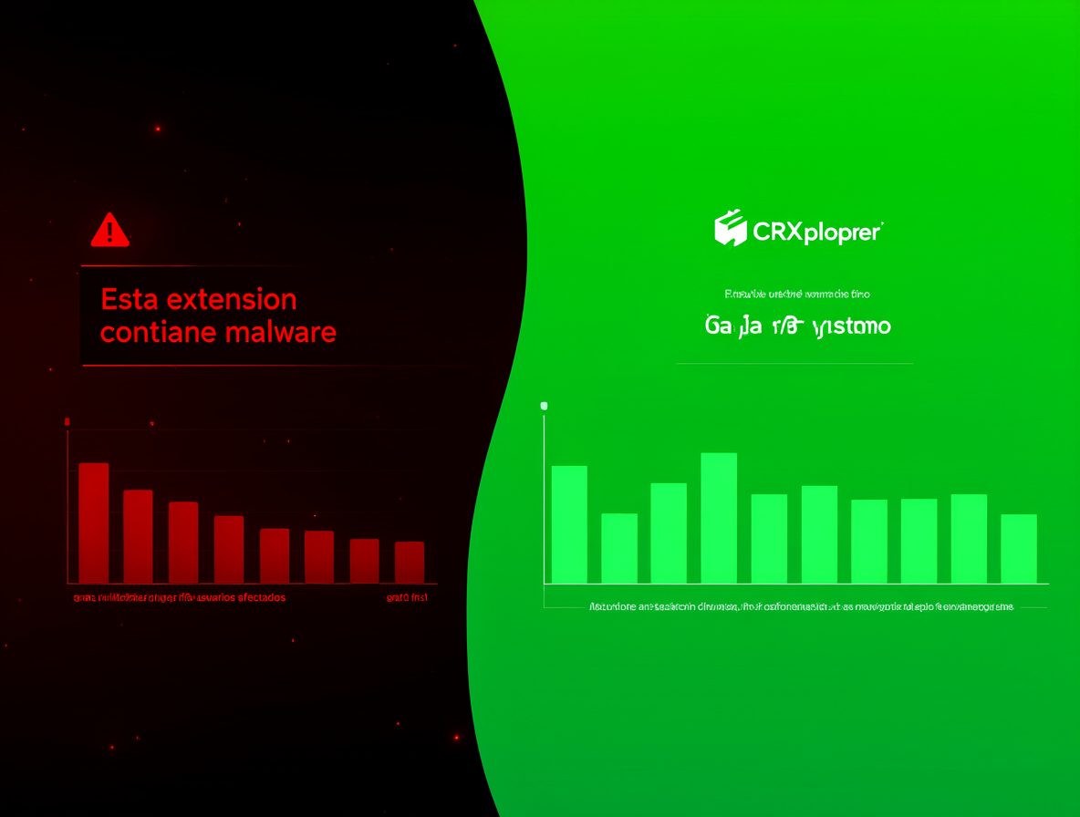 Comparativa visual entre una alerta de malware en rojo y una puntuación limpia verde de CRXplorer