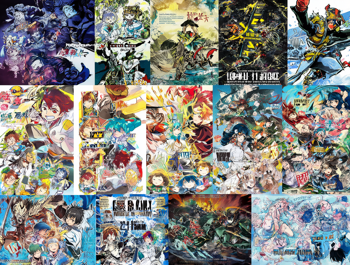 Collage de pósters de películas de anime