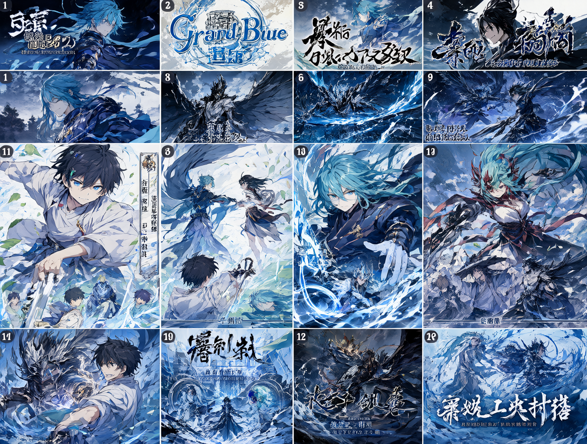 Infografía comparando títulos de anime como Grand Blue y Granblue Fantasy.