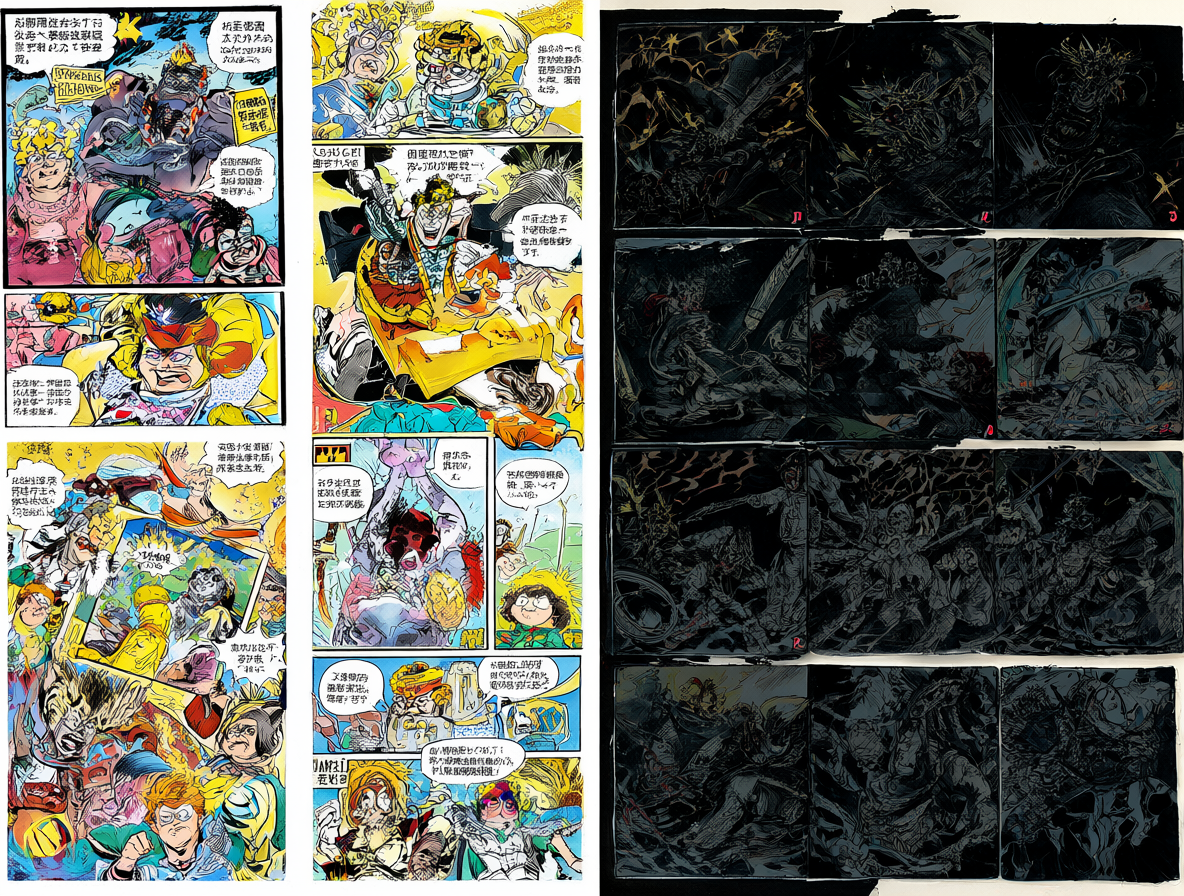 Split composition showing vibrant classic comic book covers alongside dark, gritty modern pages.