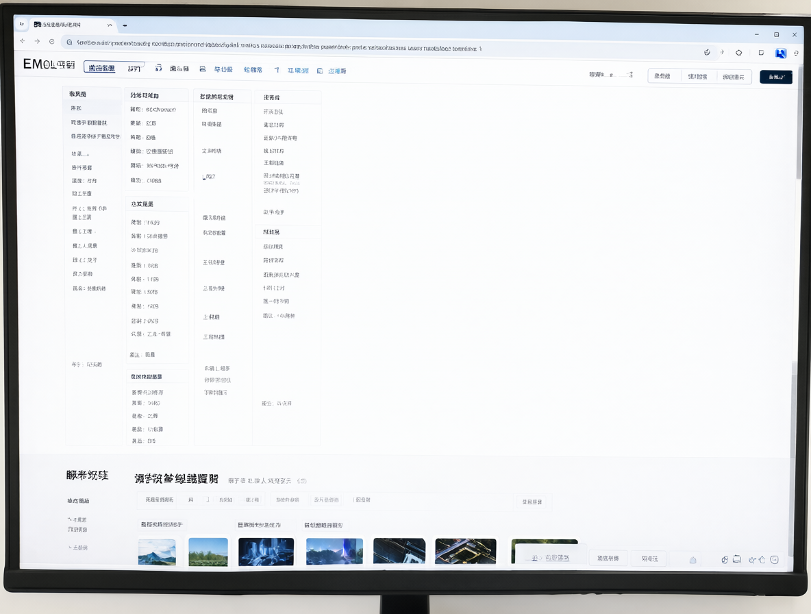 Monitor mostrando el sitio web de noticias EMOL con un diseño antiguo y espacios vacíos.