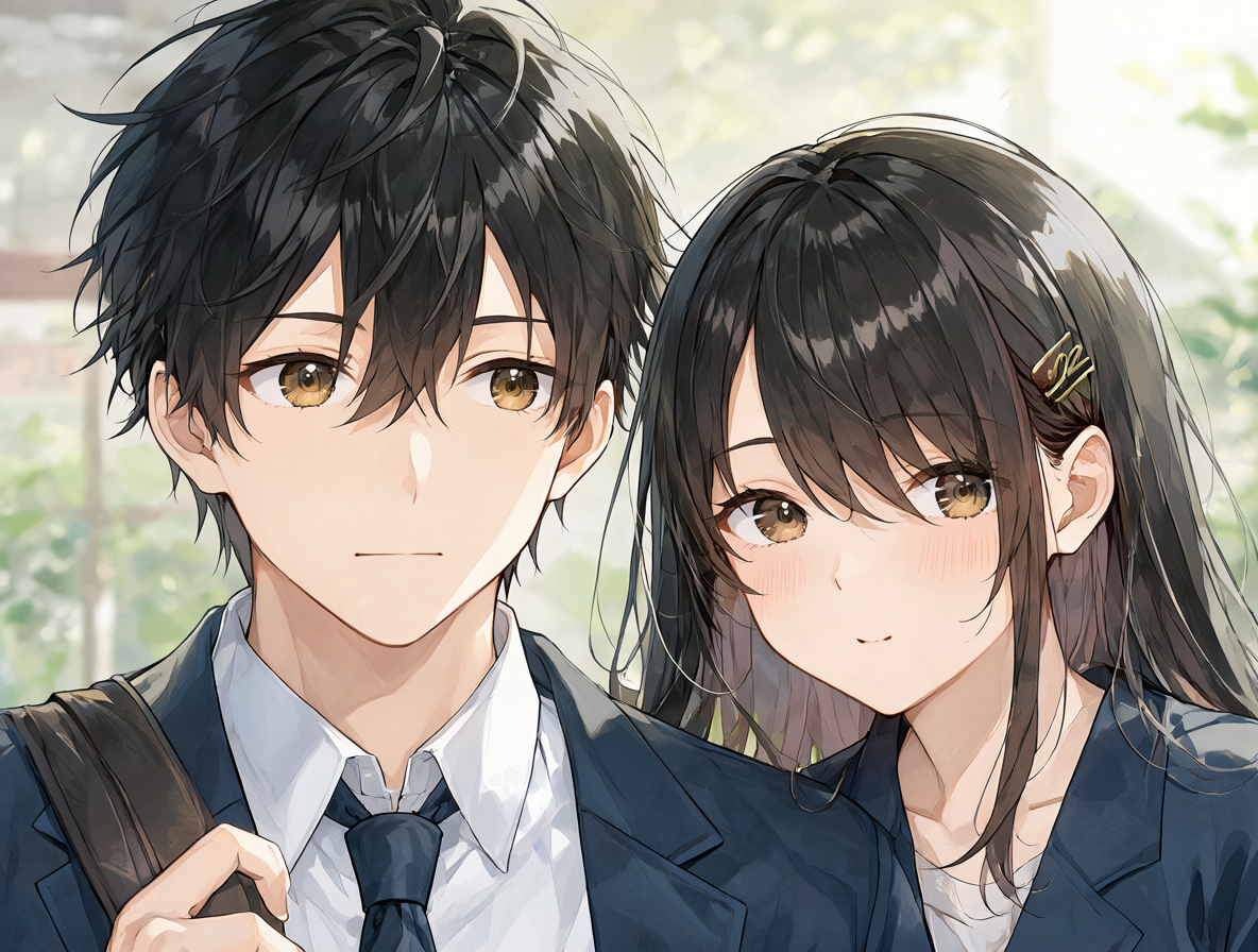 Ilustración de los personajes principales de la serie Horimiya en su vida escolar cotidiana.
