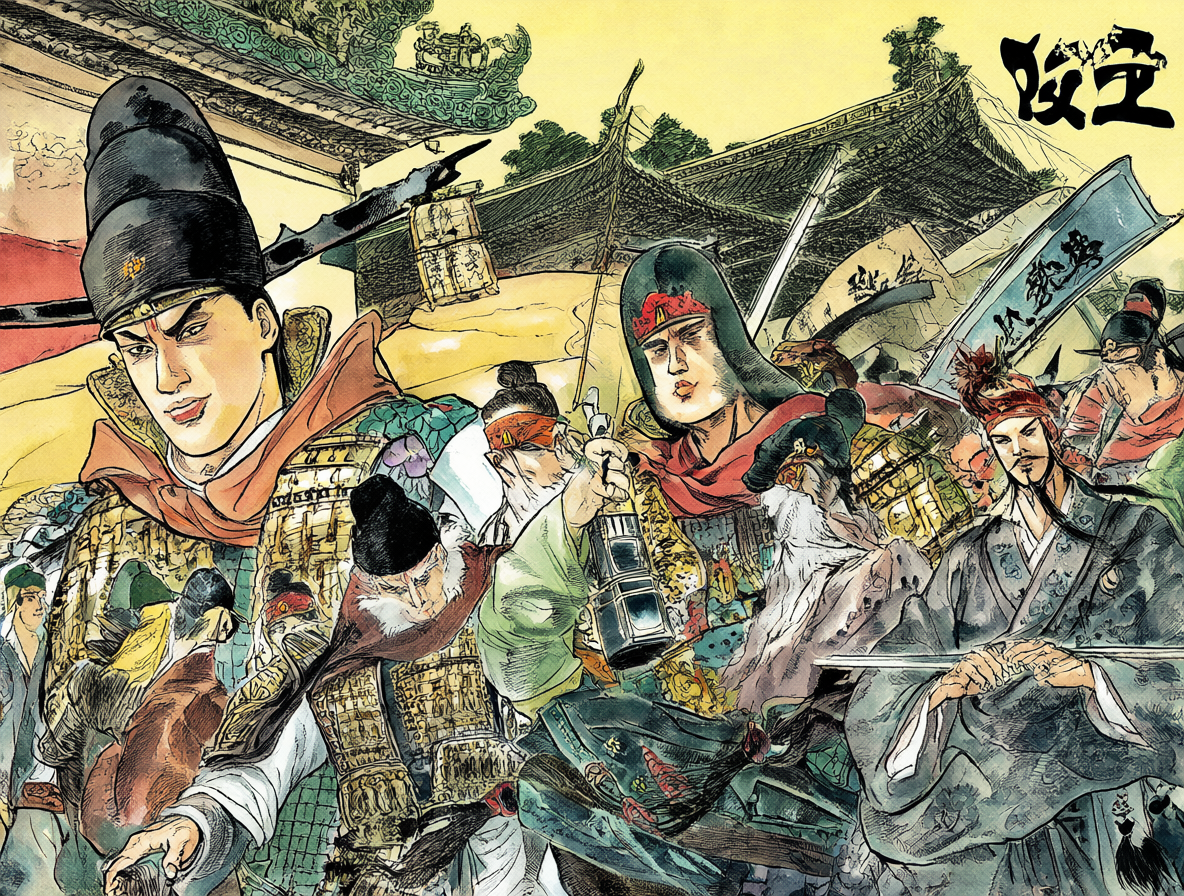 Portada clásica del manga seinen por Yasuhisa Hara mostrando el escenario histórico.