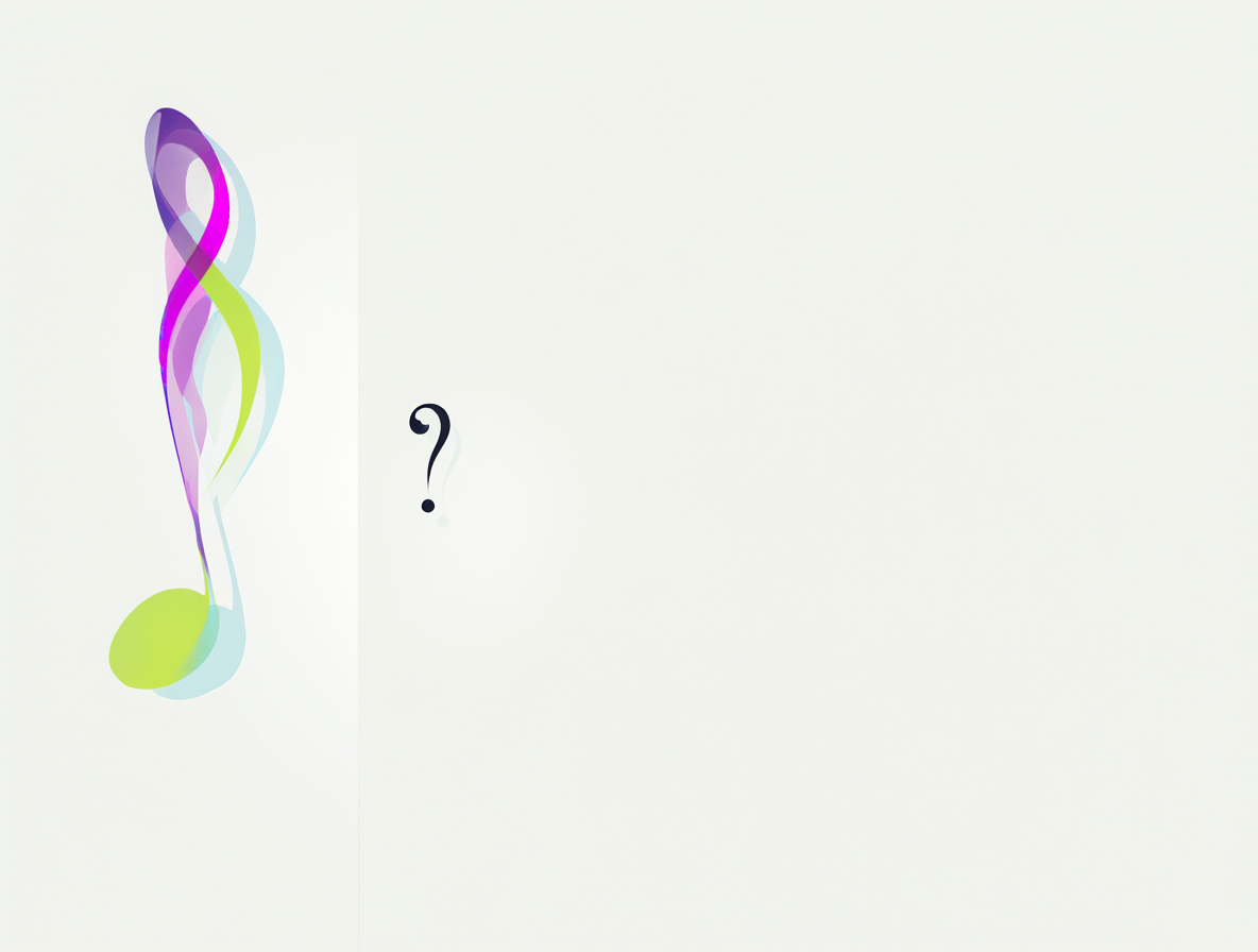Dibujo conceptual mostrando una nota musical transformándose en un signo de interrogación sobre fondo neutro.