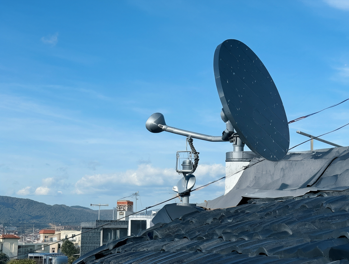 Plato de satélite Starlink en el exterior