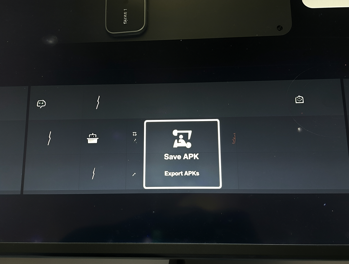 Pantalla del Xiaomi TV Stick mostrando la aplicación App Manager con la opción de exportación seleccionada.
