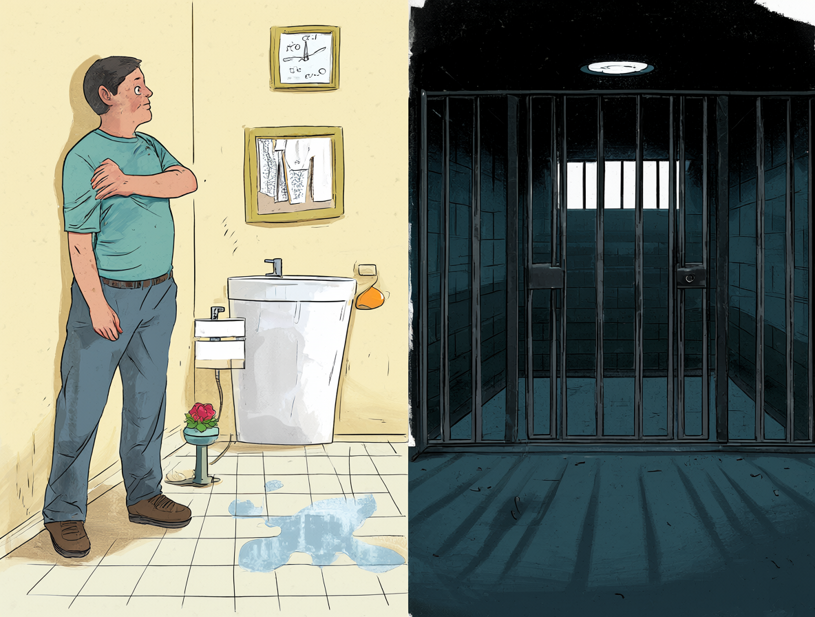 Ilustración comparativa del arresto domiciliario y la prisión en Chile