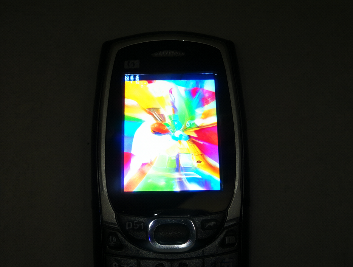 Teléfono antiguo con pantalla brillante