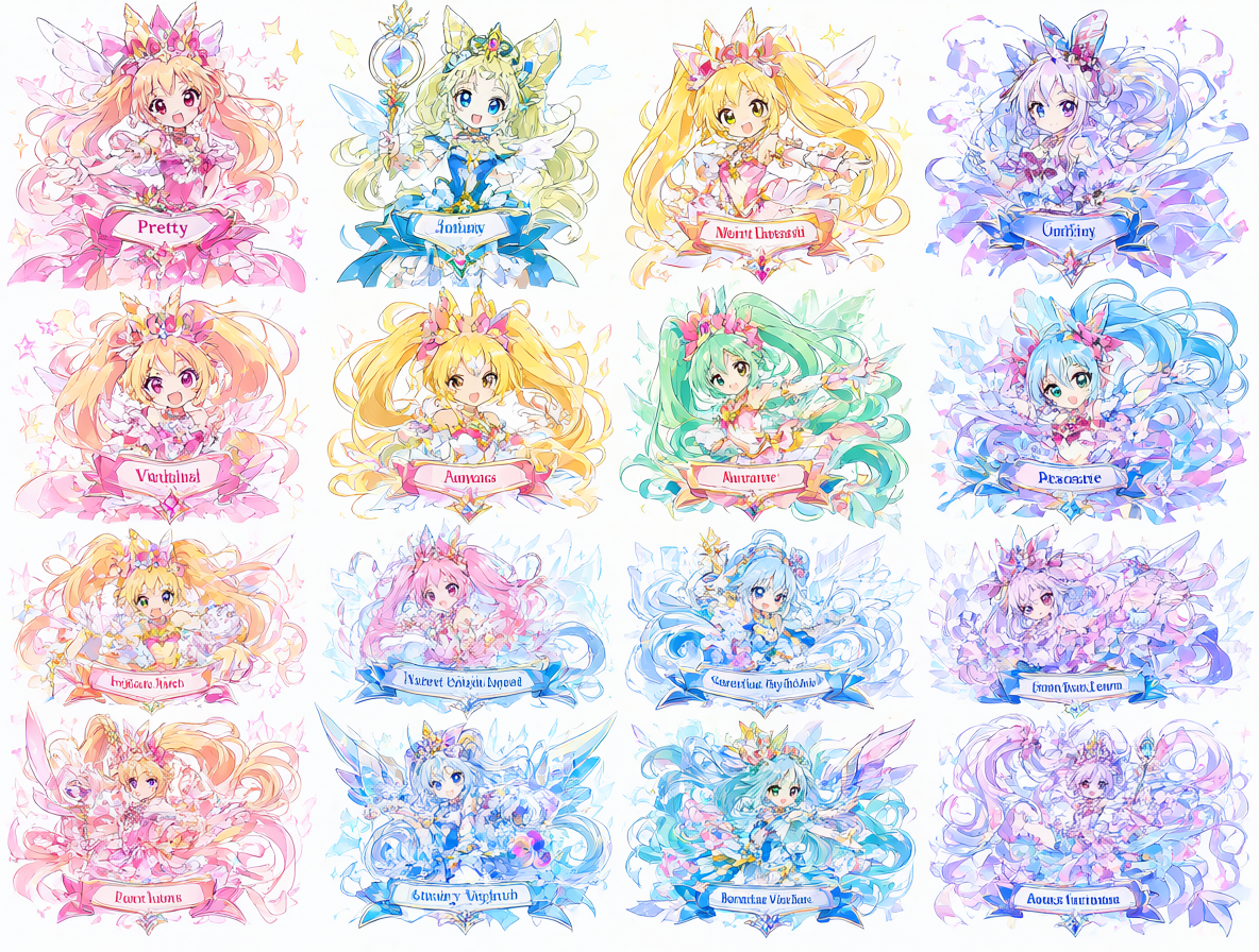 Infografía del mapa de la franquicia Pretty Cure mostrando sus eras y temporadas clave.