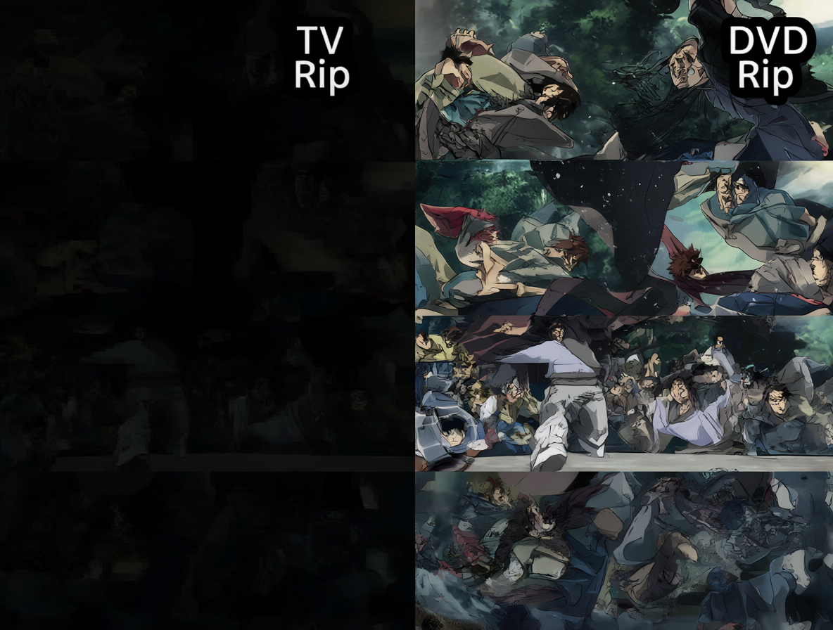 Ilustración comparativa mostrando las diferencias entre versiones de anime.