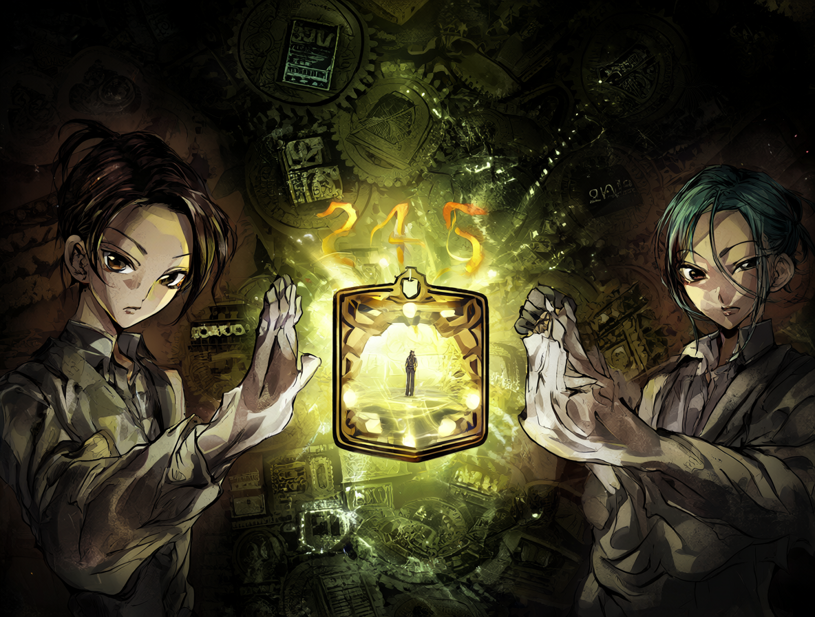 Ilustración del anime NANA con una carpeta digital misteriosa y etiquetas de archivo antiguas como AVI y MKV flotando alrededor.