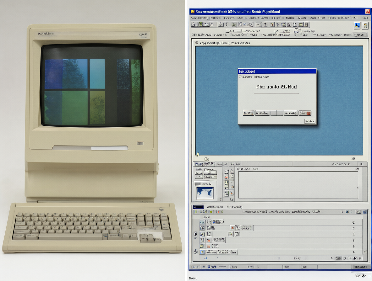 Comparación entre los primeros Macs de Apple y la versión 3.0 de Windows.