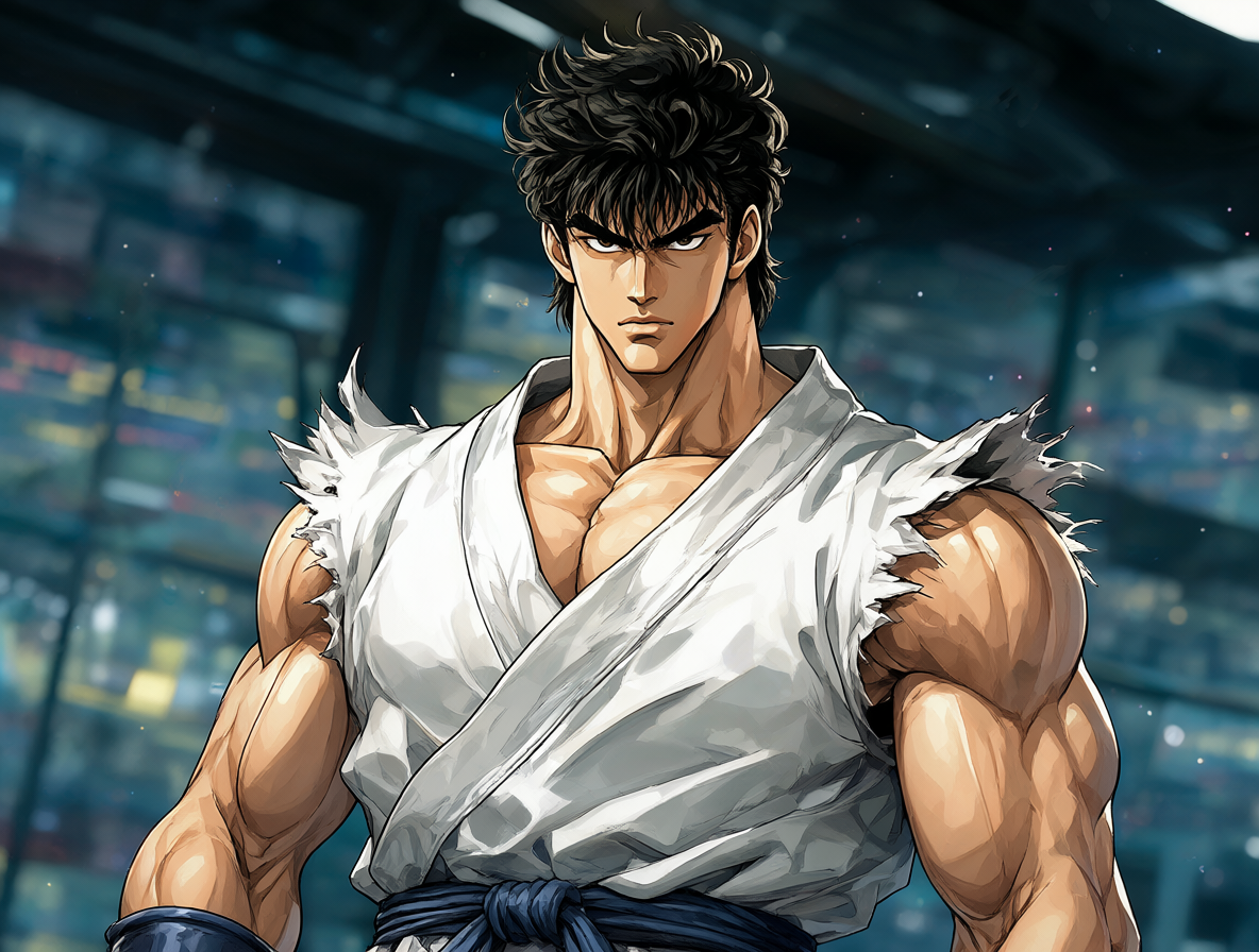 Ilustración dinámica de Kenshiro en su nuevo anime