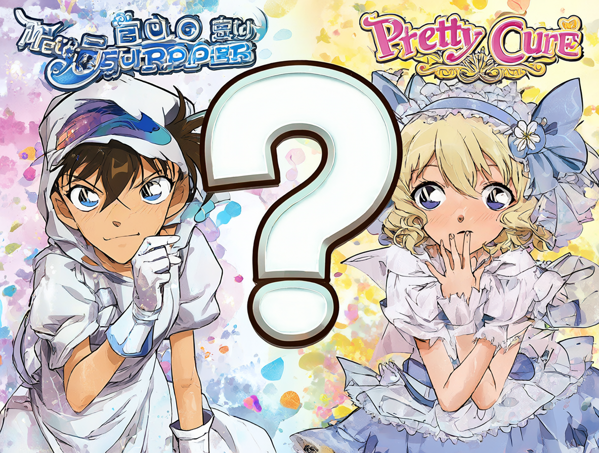 Títulos de Meitantei Conan y Precure junto a una gran interrogación