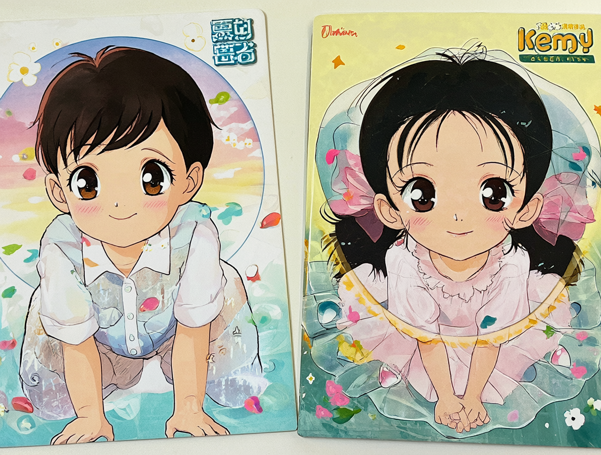 Portadas y diseños de personajes de Ie Naki Ko y Ie Naki Ko Remy