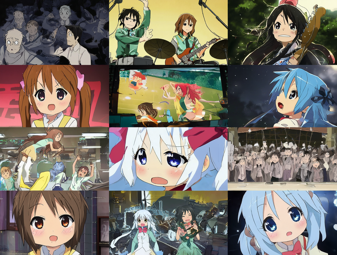 Collage of anime music video clips.