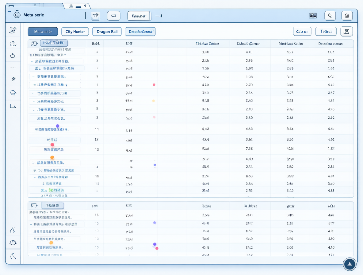 Digital database interface showing organized anime entries by franchise