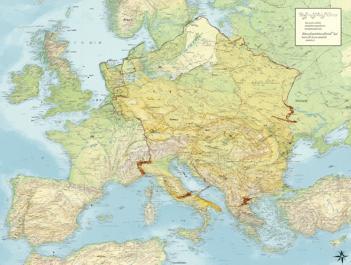Infografía vertical mostrando la línea temporal de Francia con las sagas de Dumas superpuestas sobre cada siglo, el fondo es un mapa antiguo de Europa.