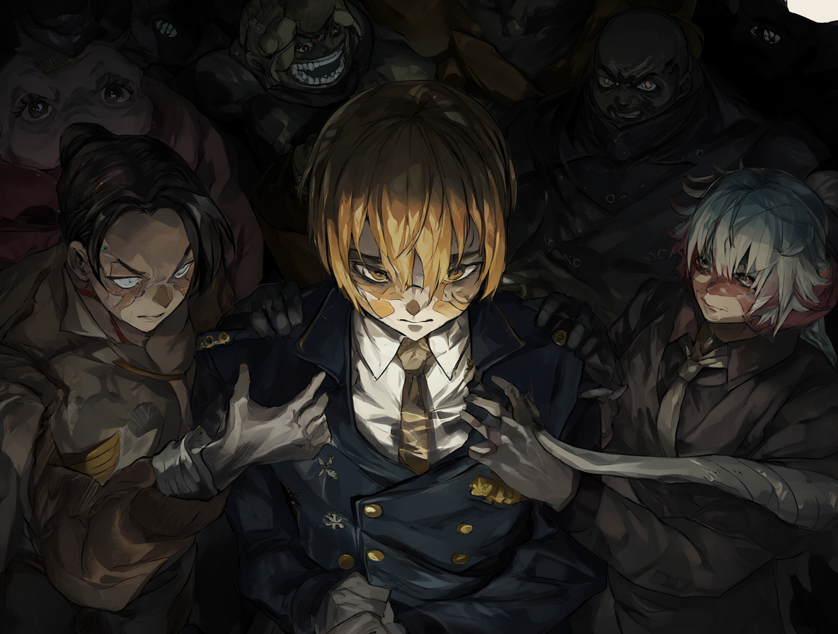 Escena de traición donde Naofumi es rodeado por figuras hostiles mientras Malty conspira