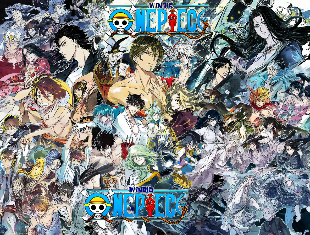Ilustración detallada de The One Piece por WIT Studio y Ghost in the Shell por Science SARU con sus logotipos oficiales, celebrando los proyectos más esperados del futuro del anime.
