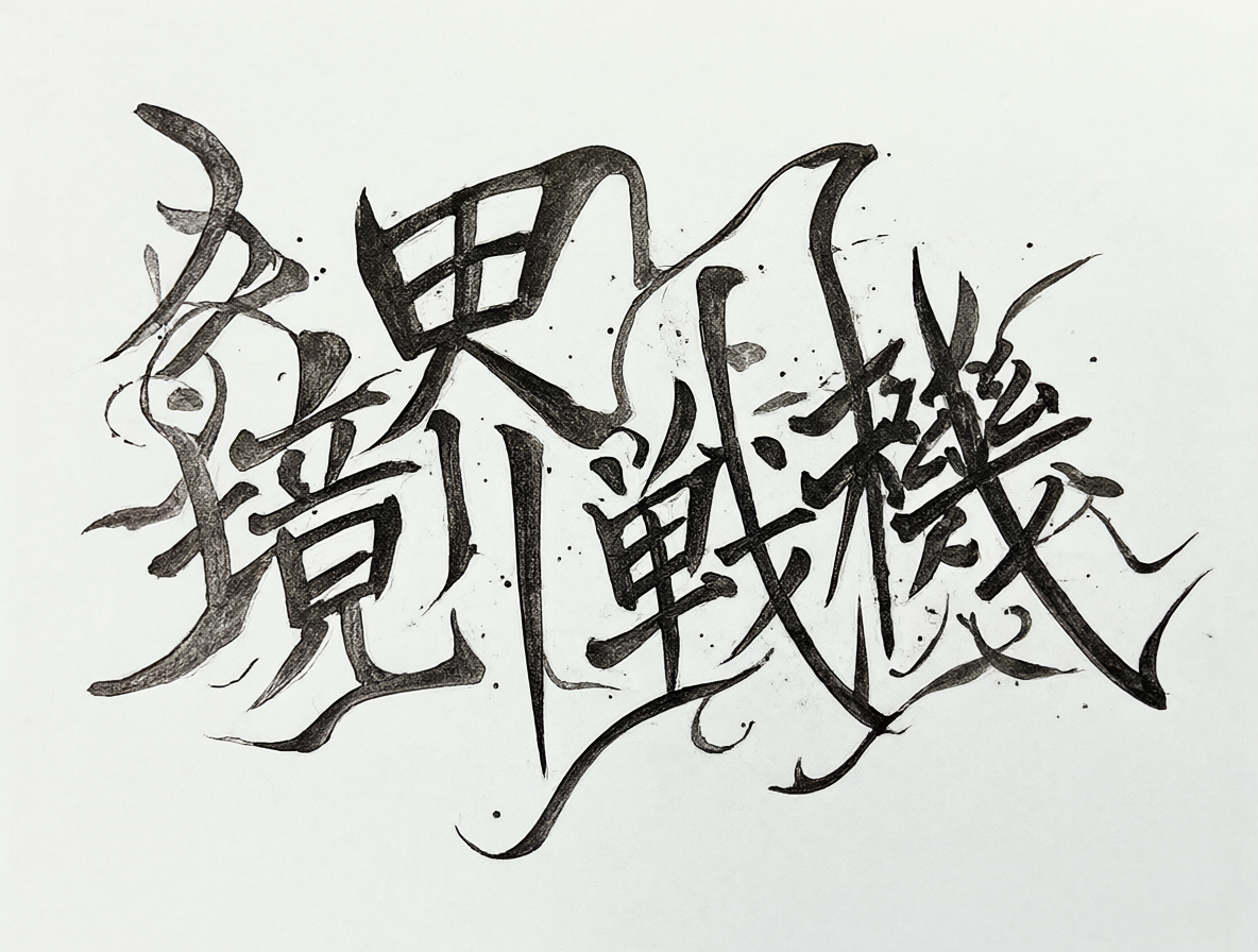 Logotipo artístico con el texto Kanji '境界戦機'.