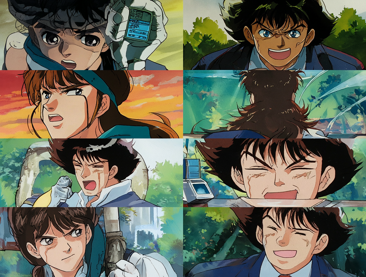 Un collage mostrando paneles de los episodios originales de Gunbuster y Science Lessons.